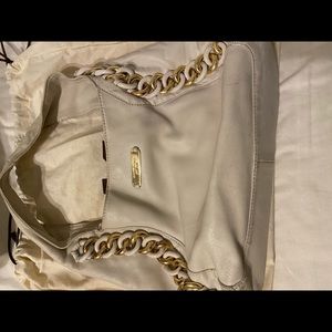 Cream Leather Michael Kors bag with gold accents